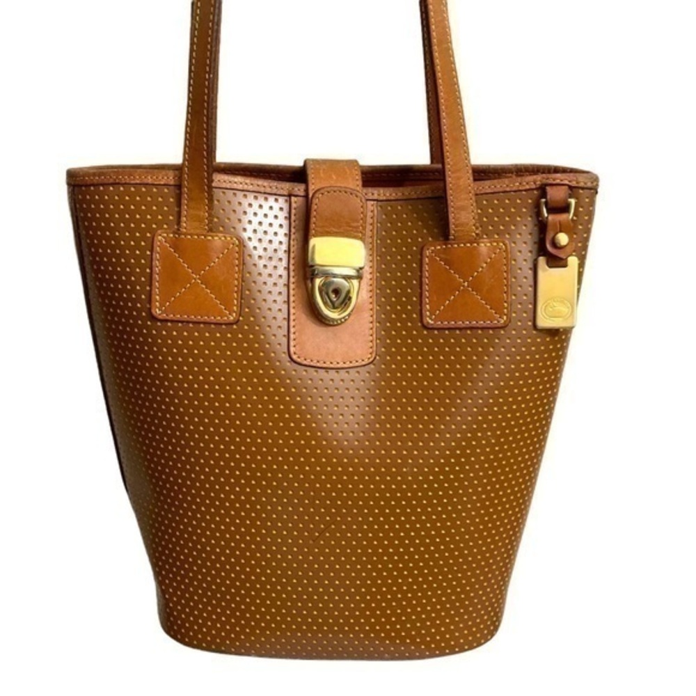 Dooney and Bourke brown leather vintage tote bag w/ press lock. Rare Italy